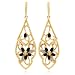 Yellow Gold Plated Sterling Silver Sapphire and Diamond Accent Flower Dangle Earrings