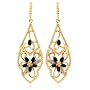 Yellow Gold Overlay Sterling Silver Sapphire & Diamond Accent Flower Dangle Earrings