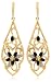 Yellow Gold Overlay Sterling Silver Sapphire & Diamond Accent Flower Dangle Earrings