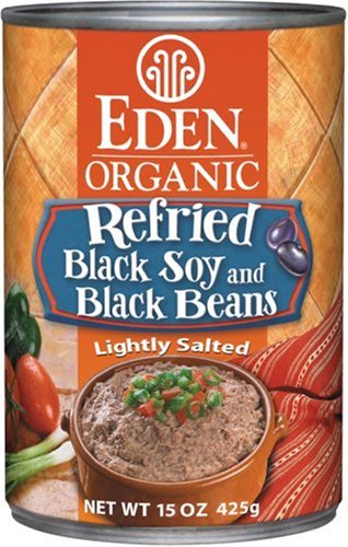 Eden Organic Canned Beans, Refried Black & Black Soy, 15-Ounce Cans (Pack of 12) by Black Soy Beans