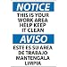 NMC ESN381AB Bilingual OSHA Sign, Legend "NOTICE - THIS IS YOUR WORK AREA HELP KEEP IT CLEAN", 14" Length x 10" Height, 0.040 Aluminum, Black/Blue on White