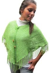 Handmade Cotton Poncho - Apple Green (Teens/Women/Crocheted by Hand) [Apparel]