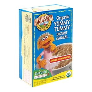Earth's Best Organic Yummy Tummy Instant Oatmeal, Apple Cinnamon, 10-Count 15.1-Ounce Boxes (Pack of 6)