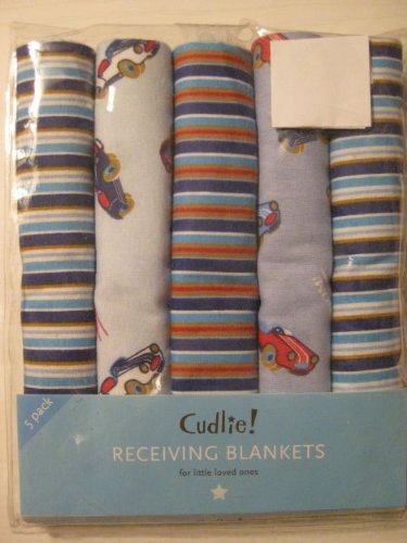 Baby Boy Blue Stripe Car Receiving Blanket (5 pack)