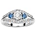 3 Diamond Anniversary Ring 1 ct. in 14K White Gold with Blue (Treated) Side Diamonds
