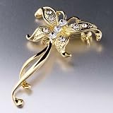 Swarovski Crystal Golden Butterfly April Birthstone Brooch