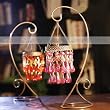 CHANDELIER HANGING METAL GLASS VOTIVE CANDLE STAND-Pink