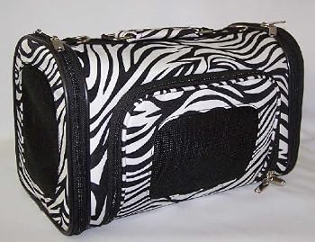 Black and White Zebra Print Dog / Cat Carrier Medium