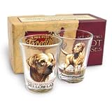 2 American Expedition Shot Glasses Yellow Lab