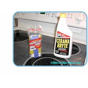 Cerama Bryte Cooktop Cleaner (28 oz) and Scraper / Pad Combo Kit