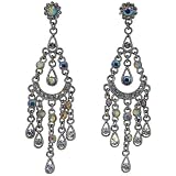 Austrian Crystal Triple Hoop Chandelier Dangle Earrings