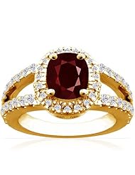 14K Yellow Gold Cushion Cut Ruby Ring With Sidestones