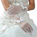 Artwedding Voile Wrist Wedding Gloves with Beading and Bow,Ivory,One Size