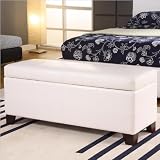 Modus Furniture Upholstered Milano Storage Bench, White Leatherette