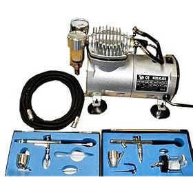 Airbrush Kit AS18 With Compressor and 2 x Double Action Airbrushes and Hose