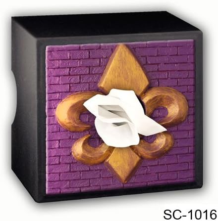 Caravelle Designs SC-1016 Fleur de Lis Tissue Box Cover in Purple and Gold