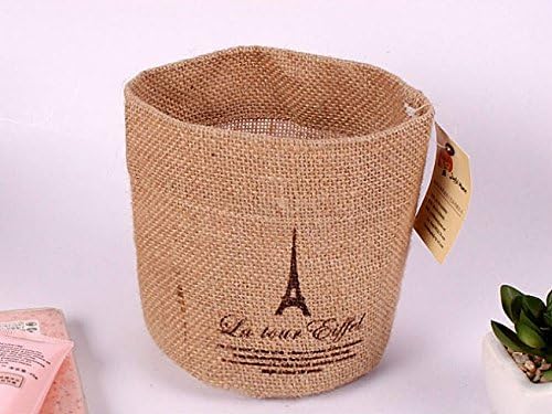 Simple Style Zakka 5 Pattern Eco-friend Cotton Blend Linen Multi-fonction Storage Round Buckets Laundry Bag Home Decor Bathroom Car Accessories (Tower)