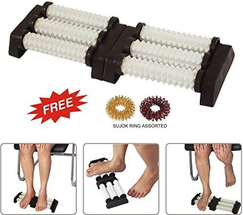 Acupressure Double Foot Massager with Spiked Rollers Relief Stress, boost immunity simultaneously used for both Feet FREE SUJOK RING by PCARE