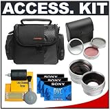 Deluxe Accessory Kit with Carrying Case + Mini DV Cassette 3-Pack + 2x Telephoto Lens + 0.5x Wide Angle Lens + 3-Piece Filter Kit + Cleaning Kit for Compact High-Definition Mini DV Camcorders