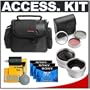 Deluxe Accessory Kit with Carrying Case + Mini DV Cassette 3-Pack + 2x Telephoto Lens + 0.5x Wide Angle Lens + 3-Piece Filter Kit + Cleaning Kit for Compact High-Definition Mini DV Camcorders