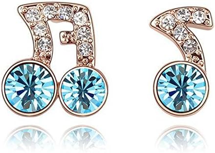 Genuine Swarovski Elements 18k Gold Overlay Aquamarine Music Note Stud Earring 905885