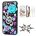 STENES Bling Case Compatible with iPhone 7 Plus/iPhone 8 Plus - Stylish - 3D Handmade [Sparkle Series] Rose Flower Music Blossom Design Cover with Screen Protector [2 Pack] - Black