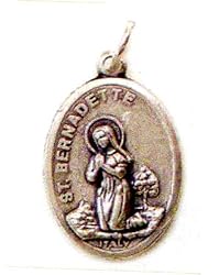 Saint Bernadette Oxidized Medal - MADE IN ITALY