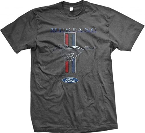 Ford Mustang Racing T-shirt Stripes Pony Chrome American Muscle Shelby Charcoal Size 3X-Large