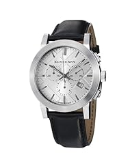 Burberry Womens BU9355 Large Check Black Leather Strap Chronograph Watch