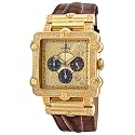 Just Bling Men's JB-6215-238-A "Hollywood Brown" Diamond And Gold Bezel Leather Band Watch