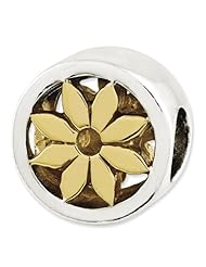 Sterling Silver Reflections Gold plated Flower Bead