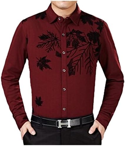 QualityUC Mens Semi Formal Professional Work Office Clothes Tree Red Shirt