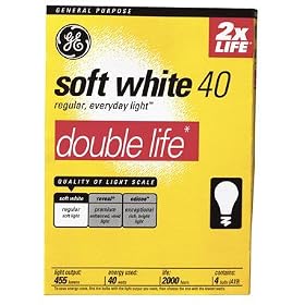 GE 48307-48 Soft White Double Life General Purpose A19 Bulb, 40-Watt, 48-Pack by General Electric