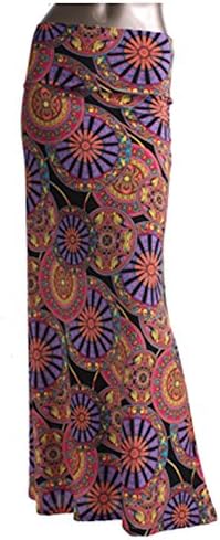 Azules Women's Poly Span Multiple Selection Print Maxi Skirt (M, E74)