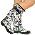 New Womens Leopard Print Festival Wide Calf Wellies Wellington Boots Sz 3-8