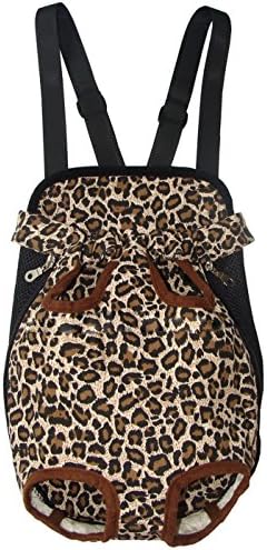 Petown Dog Legs Out Front Carrier Backpack (Leopard Brown, Small Size)
