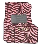 Pink Zebra Floor Mat Carpt 4 pcs Set