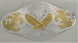 EXTRA LARGE  GERMAN SILVER EAGLE  BELT BUCKLE  (6-3/4" X 3-3/8" BUCKLE)