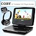 Coby TFDVD1029 10 Inch Swivel Screen Slim Portable DVD Player Bundle