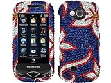 Flowers on Blue Bling Rhinestone Faceplate Diamond Crystal Hard Skin Case C ....