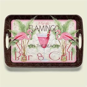 Tropical Pink Flamingo Bar and Grill Serving Tray New