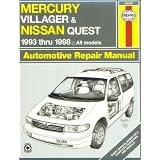 Haynes Mercury Villager and Nissan Quest: 1993 Thru 1998 (Haynes Automotive Repair... by Motorbooks International and Jeff Kibler