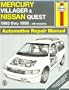 Haynes Mercury Villager and Nissan Quest: 1993 Thru 1998 (Haynes Automotive Repair Manual Series)