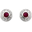 14K White Gold Ruby and Diamond Earrings