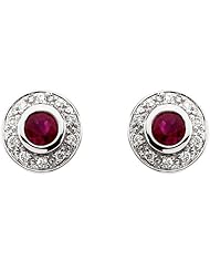 14K White Gold Ruby and Diamond Earrings -- LIFETIME WARRANTY
