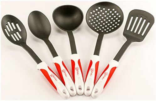 Chef Valley Kitchen Utensil Tools Set of 5 Non-Stick, Red