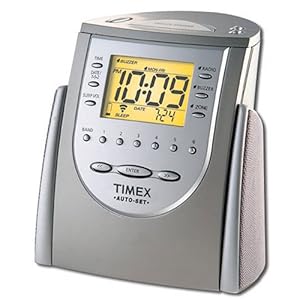 Timex T311T Auto-Set Dual-Alarm Clock Radio (Titanium)
