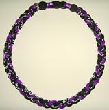 Titanium Tornado Baseball Necklace Purple Black 20"