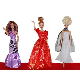 Barbie Doll Dresses - The Red Carpet Collection (3 Dress Set) - DOLLS NOT INCLUDED