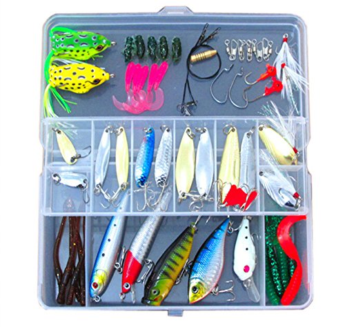 image for Bluenet Fishing Lure Kit 1 Set 54pcs, Metal Wire Bait Popper VIB Crank